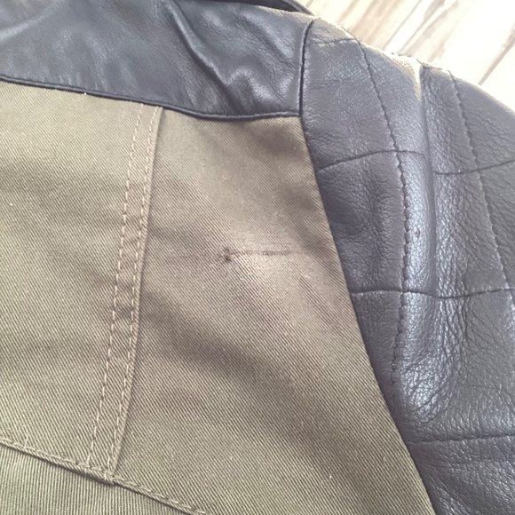 ❤️🇬🇧BNNT CELTIC & CO REAL” leather/cotton biker jacket. US12. UK16. Khaki/blk - Picture 12 of 14